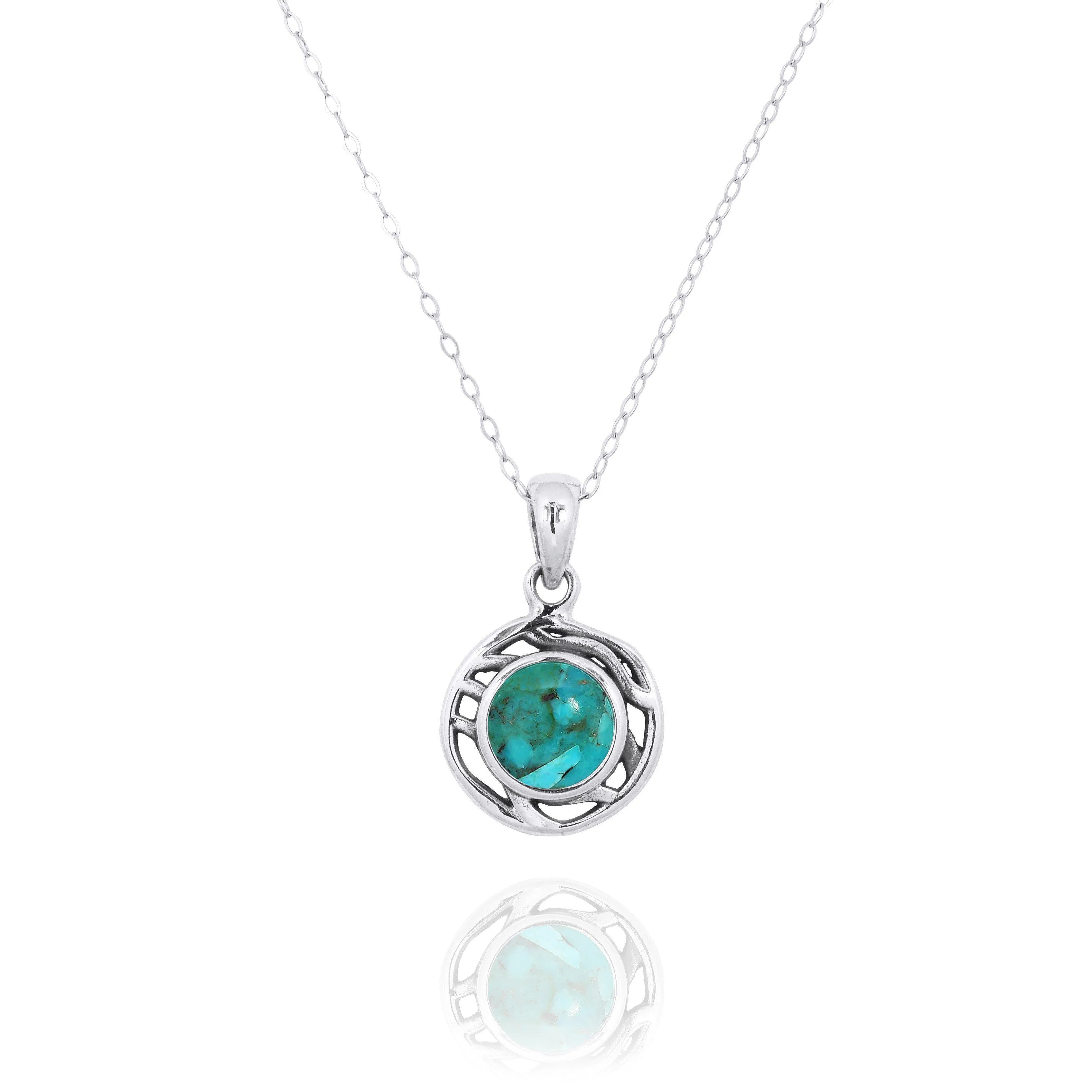 Compressed Turquoise Oxidized Silver Pendant