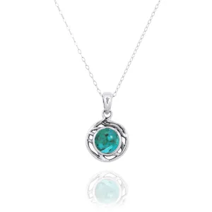 Compressed Turquoise Oxidized Silver Pendant