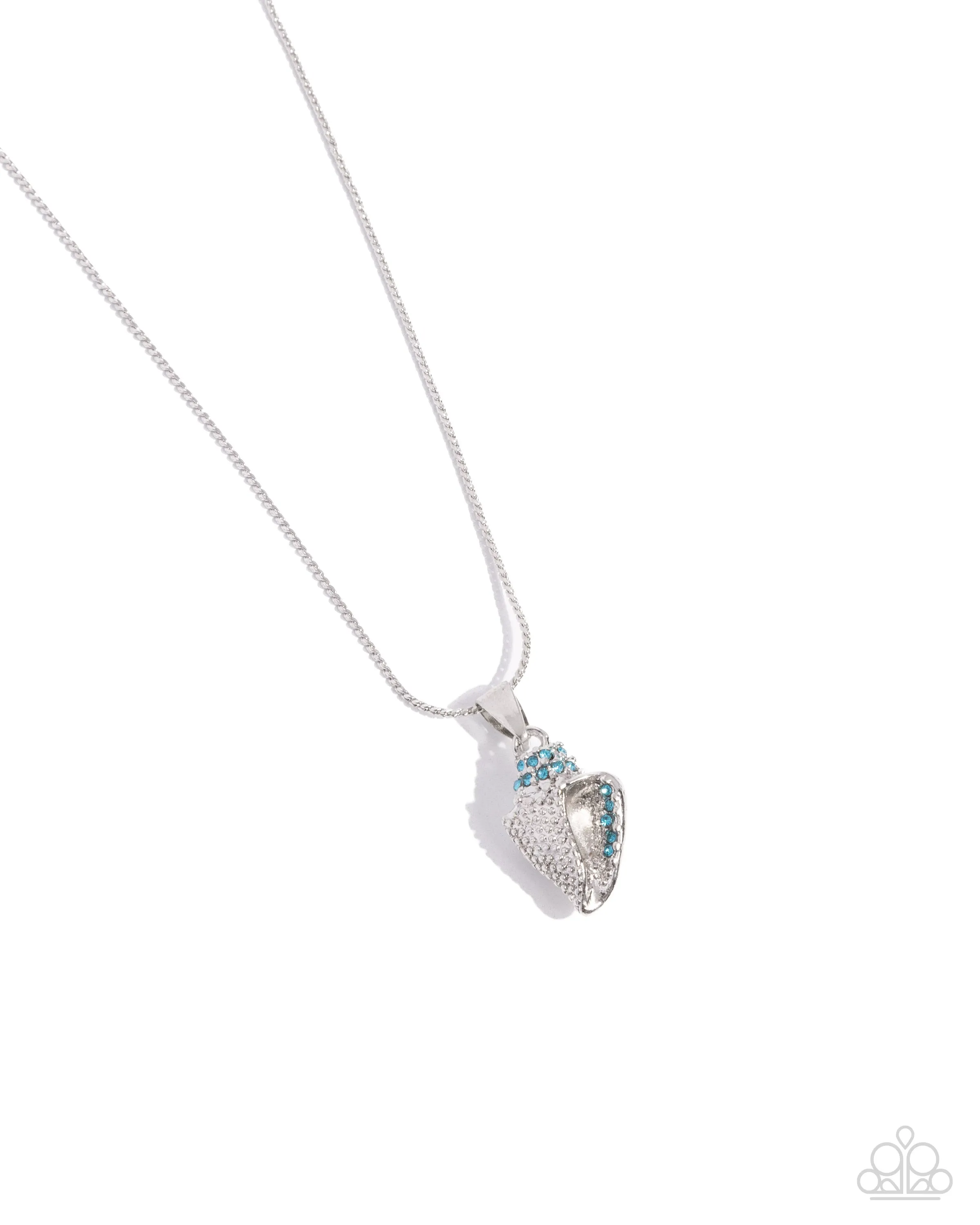Conch Confidence - Blue - Rhinestone Studded Seashell Paparazzi Short Necklace