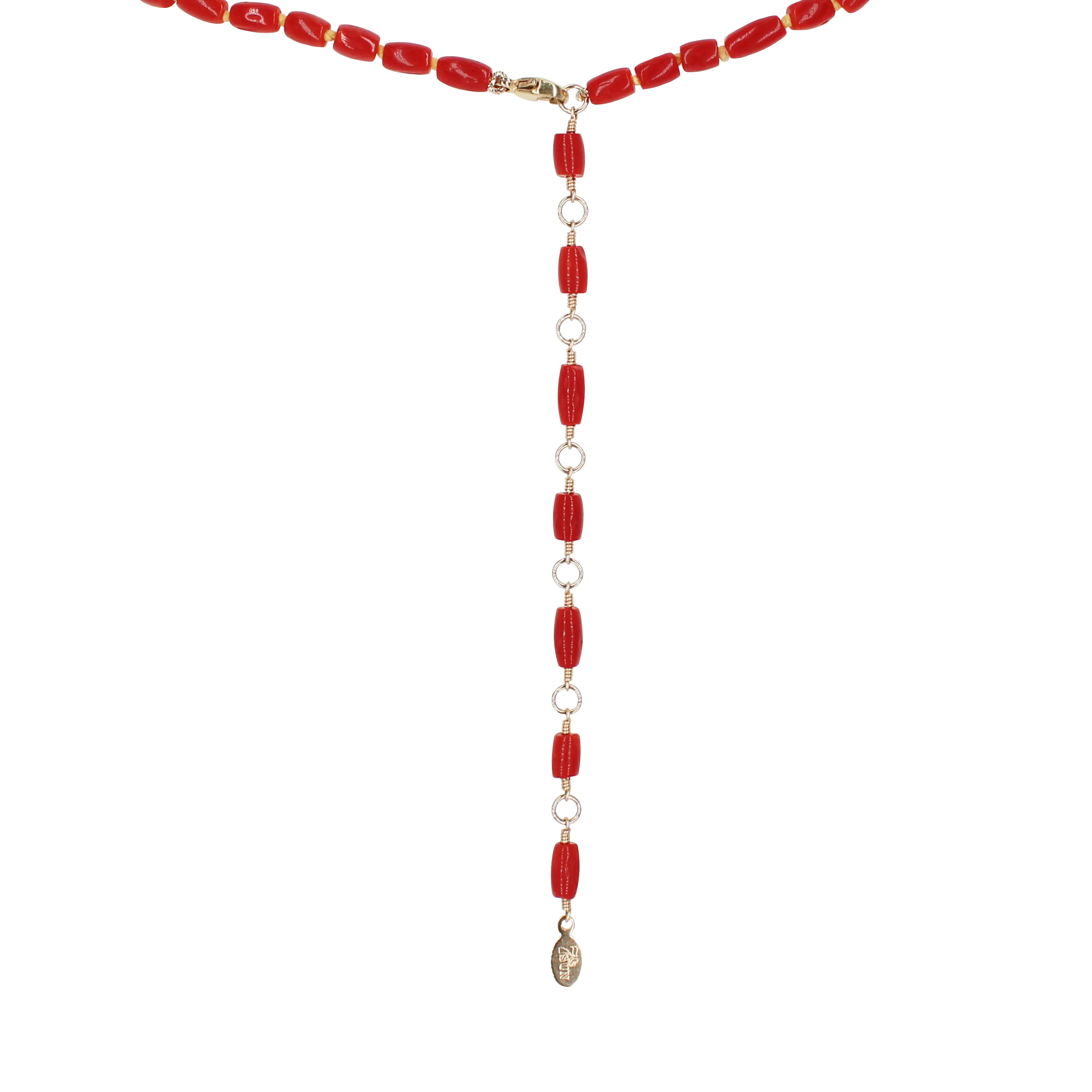 Coral & Gemstone Lariat Necklace
