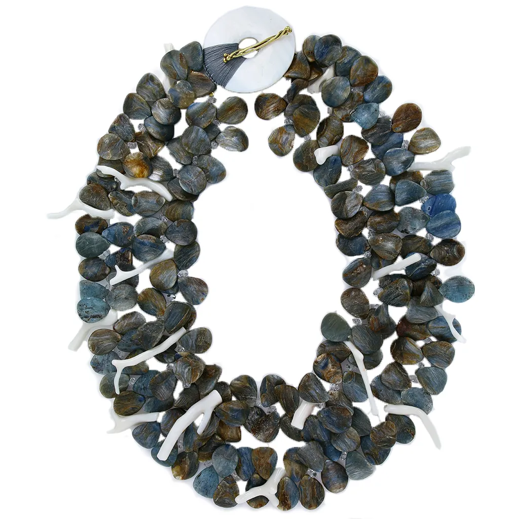 Coral & Kyanite Petal Necklace