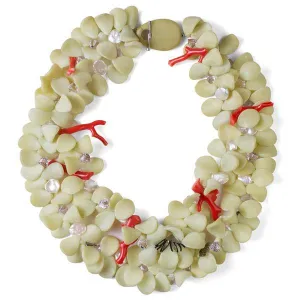 Coral & Serpentine Petal Necklace