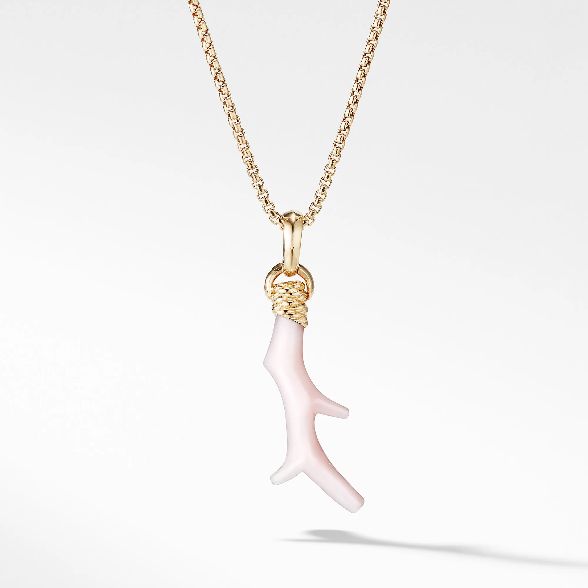 Coral Amulet in Pink Opal with 18K Gold