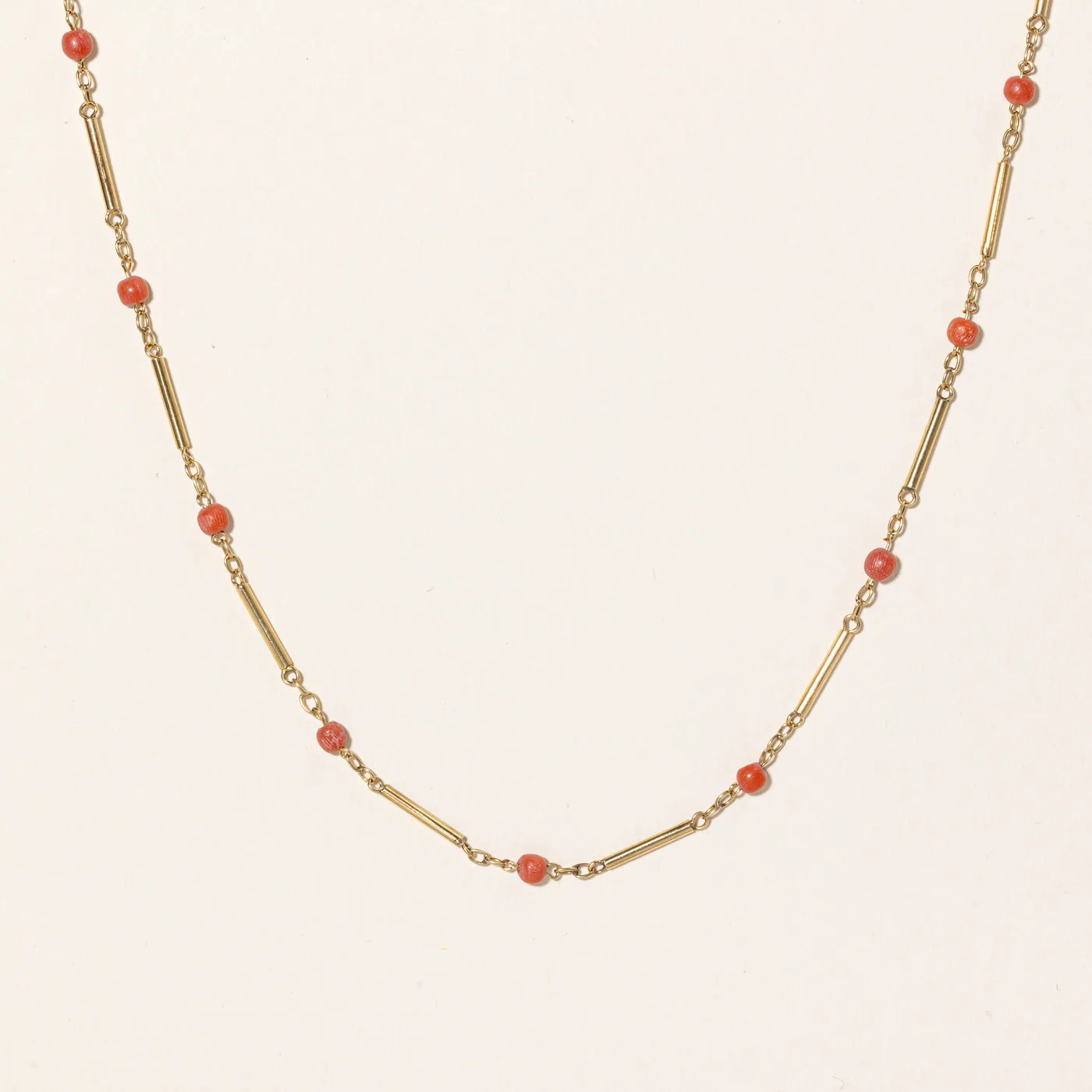 Coral Bead Necklace | 3.50ctw | 17" |