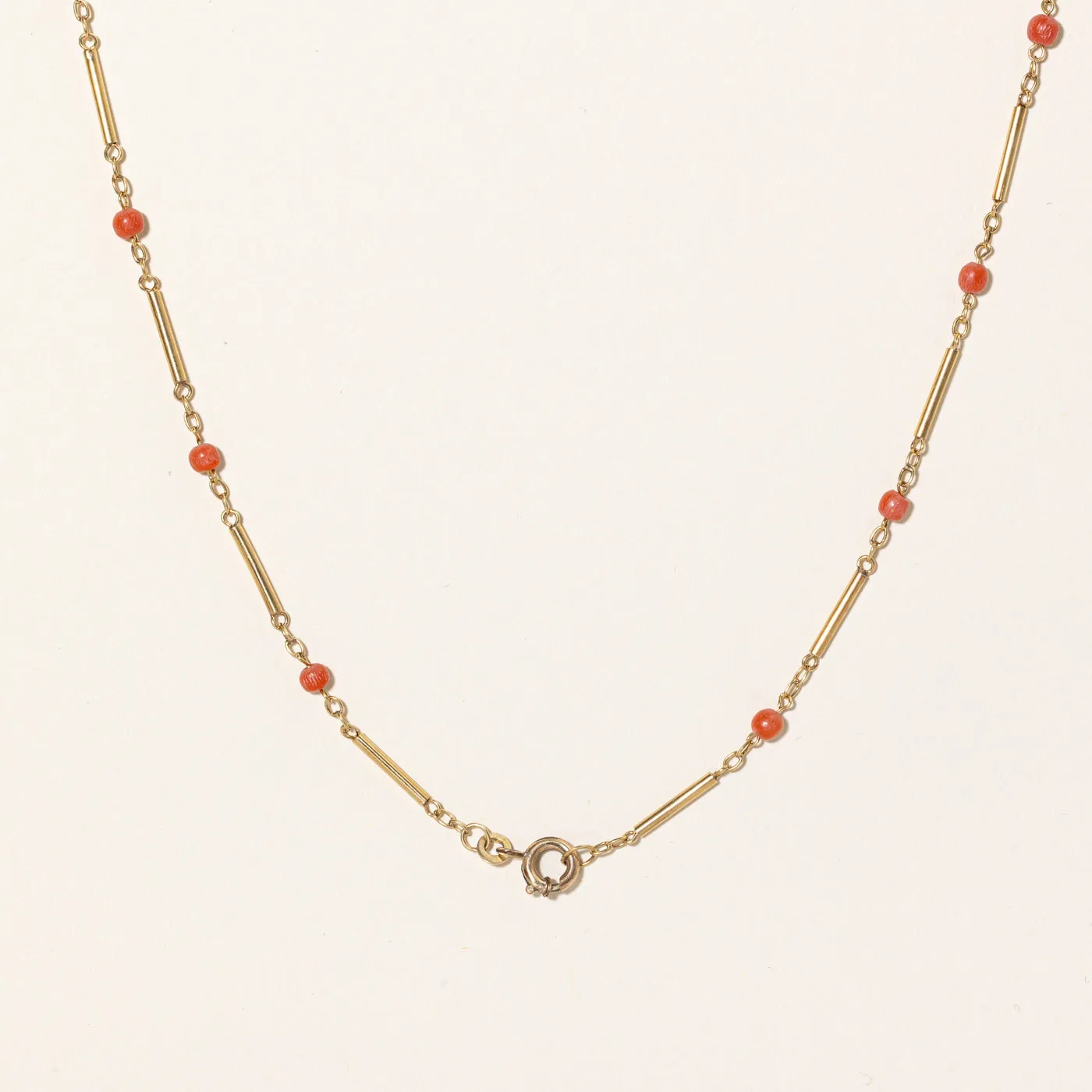 Coral Bead Necklace | 3.50ctw | 17" |