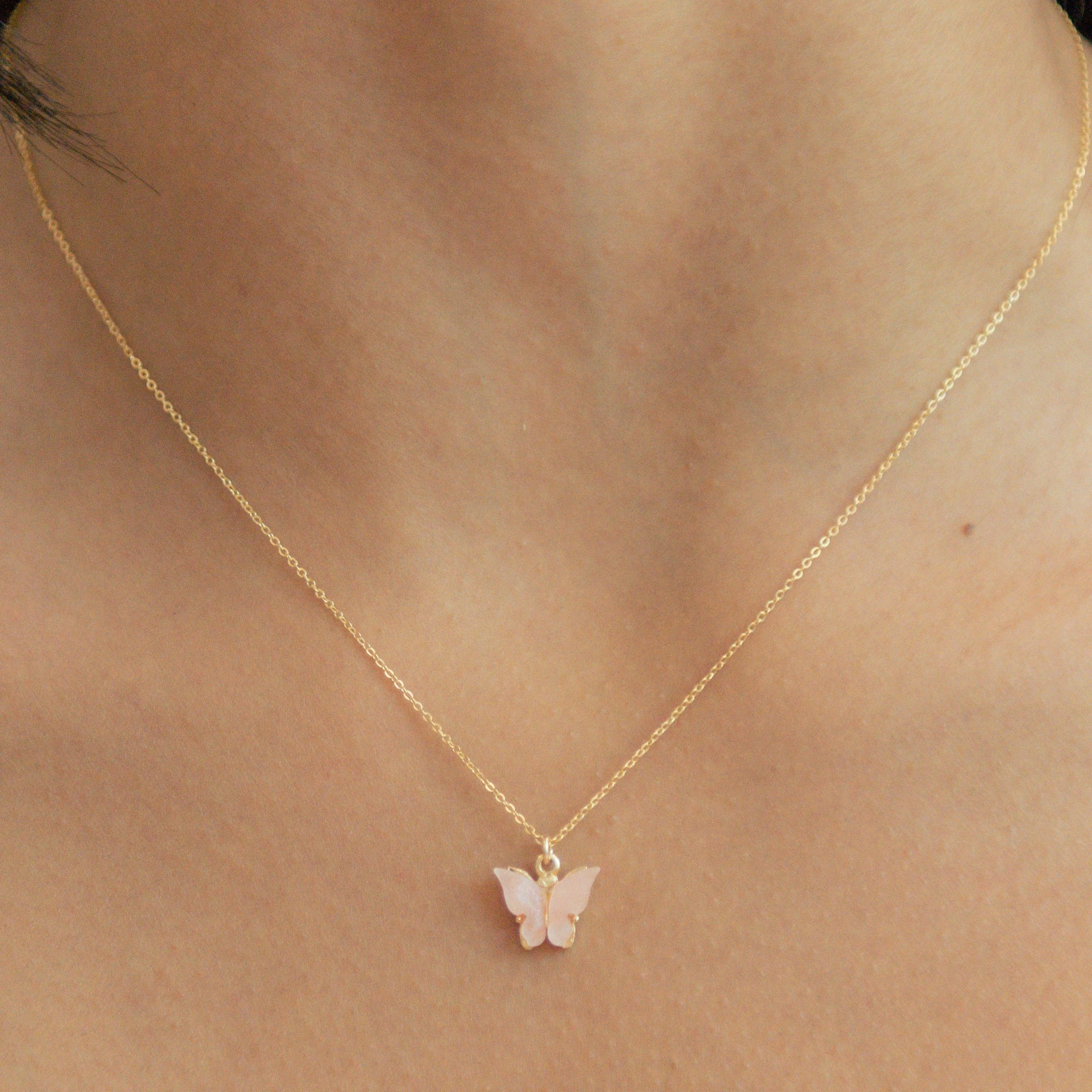 Coral Butterfly Necklace