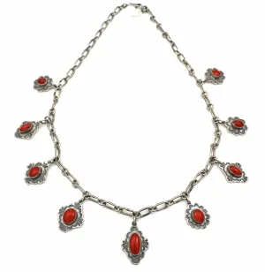 Coral Charm Link Necklace