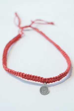 Coral Thread Knotted Choker