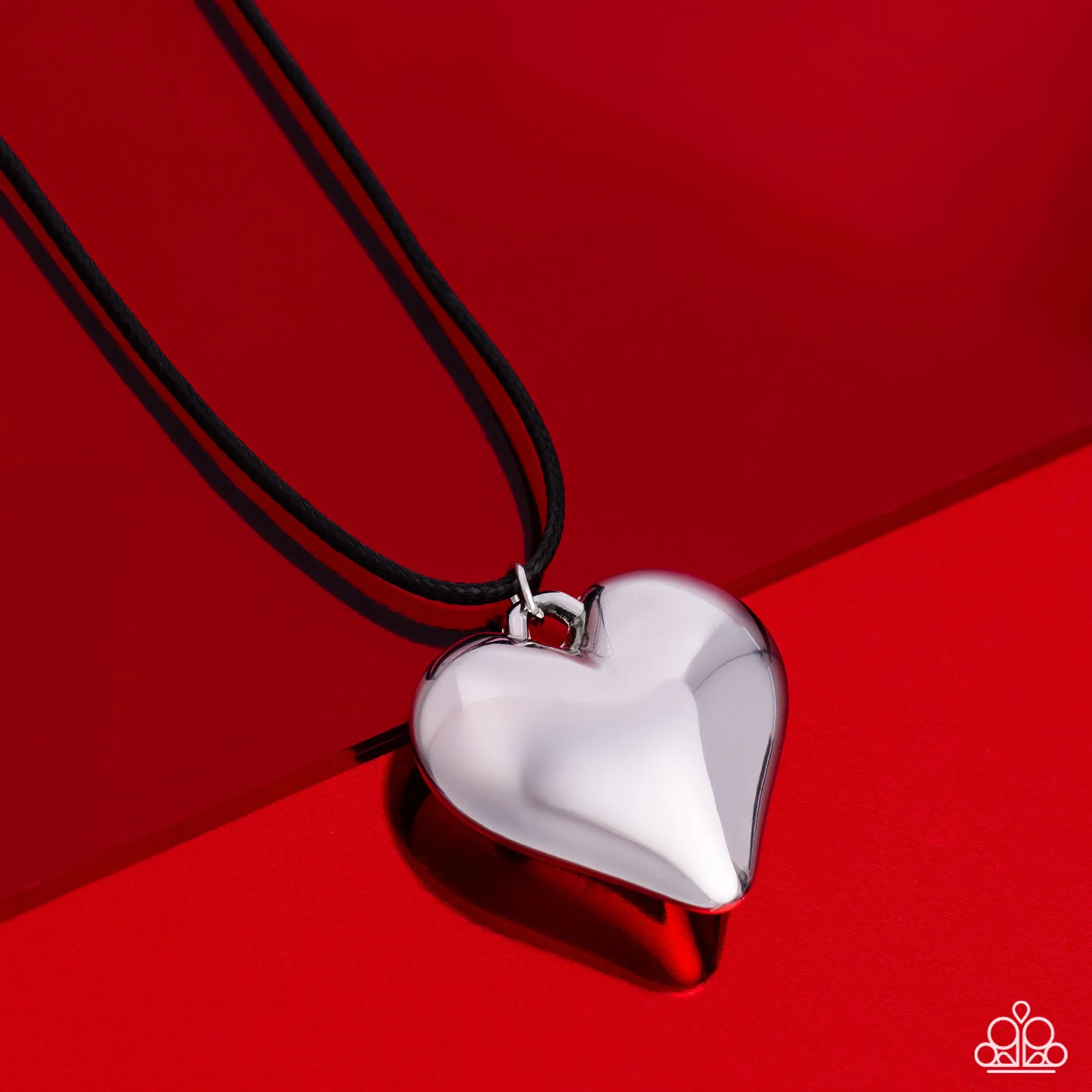 CORDED Love - Black (Silver Heart) Necklace
