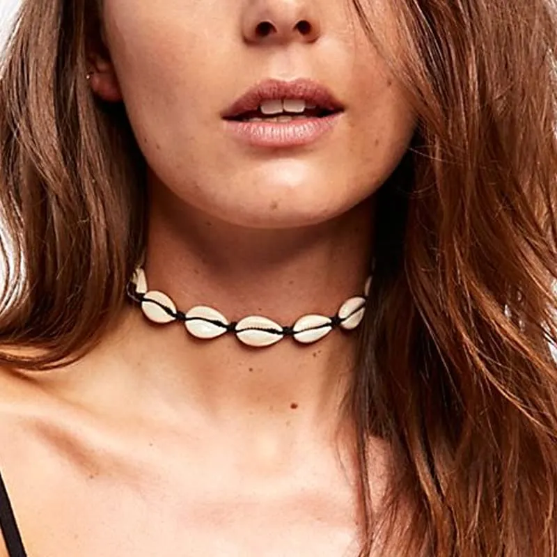 Cowrie shell Surfer Necklaces Beach Handmade Choker Hawaiian Summer Conch Necklace for Women