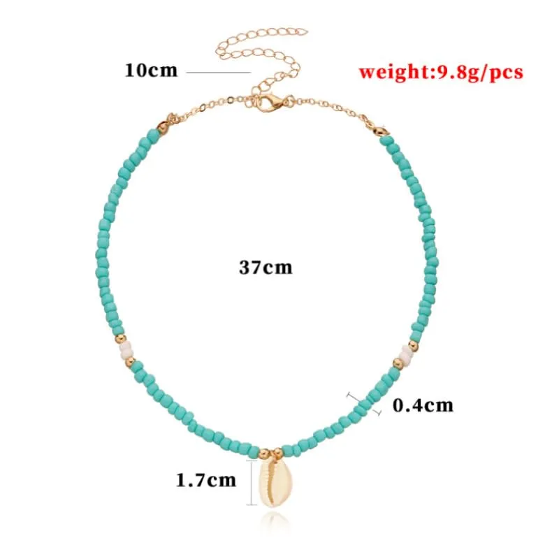 Cowrie shell Surfer Necklaces Beach Handmade Choker Hawaiian Summer Conch Necklace for Women
