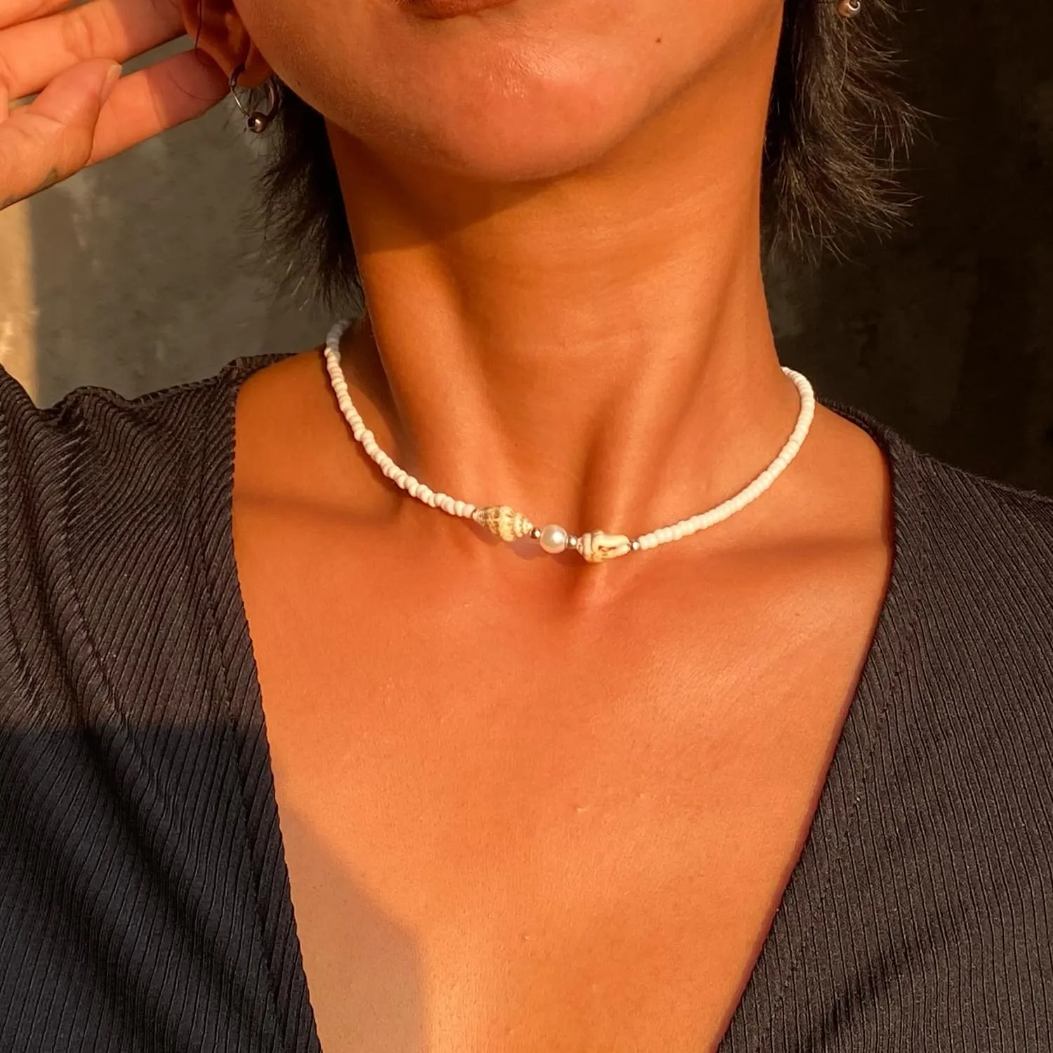 Cowrie shell Surfer Necklaces Beach Handmade Choker Hawaiian Summer Conch Necklace for Women