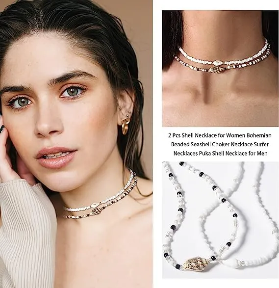 Cowrie shell Surfer Necklaces Beach Handmade Choker Hawaiian Summer Conch Necklace for Women