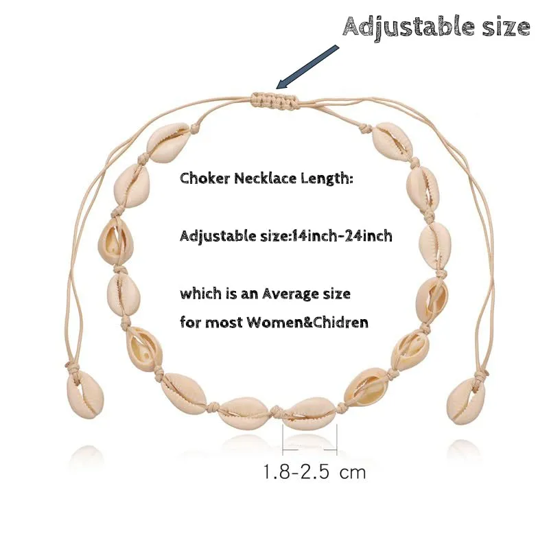 Cowrie shell Surfer Necklaces Beach Handmade Choker Hawaiian Summer Conch Necklace for Women