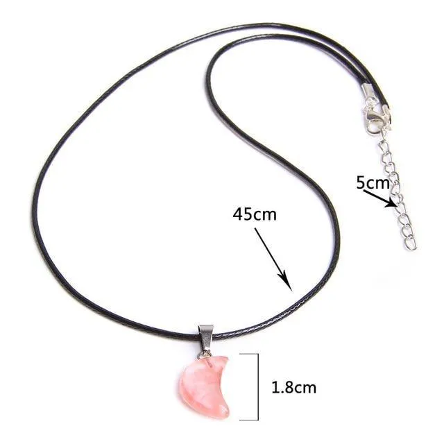Crescent Moon Shape Quartz Stone Choker Necklaces
