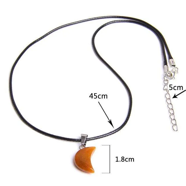 Crescent Moon Shape Quartz Stone Choker Necklaces