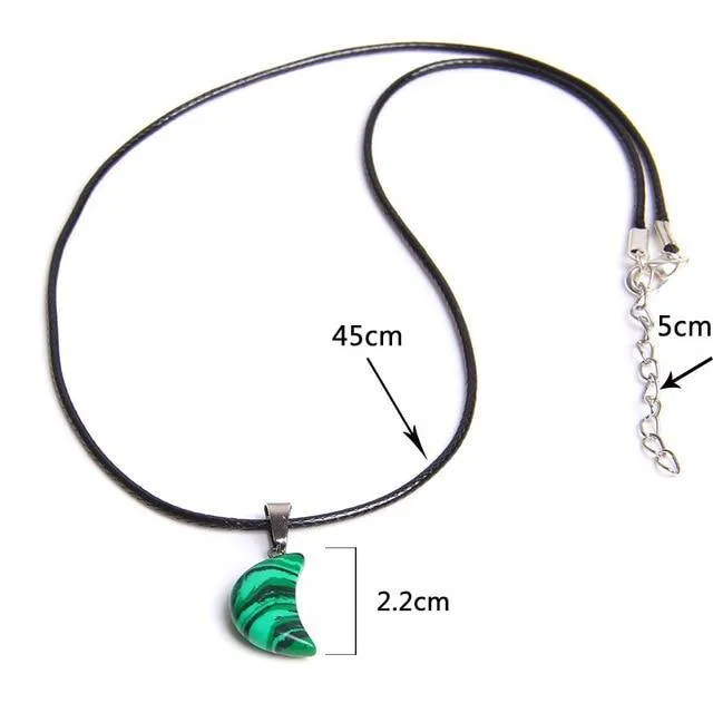 Crescent Moon Shape Quartz Stone Choker Necklaces