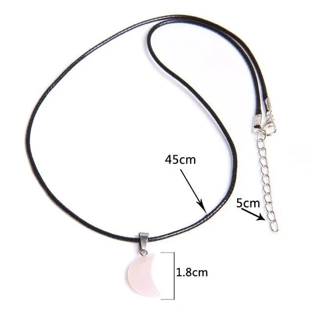 Crescent Moon Shape Quartz Stone Choker Necklaces