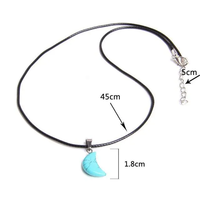 Crescent Moon Shape Quartz Stone Choker Necklaces