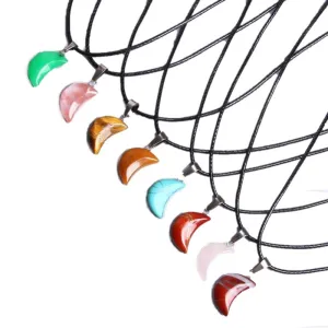 Crescent Moon Shape Quartz Stone Choker Necklaces