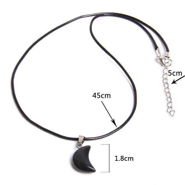Crescent Moon Shape Quartz Stone Choker Necklaces