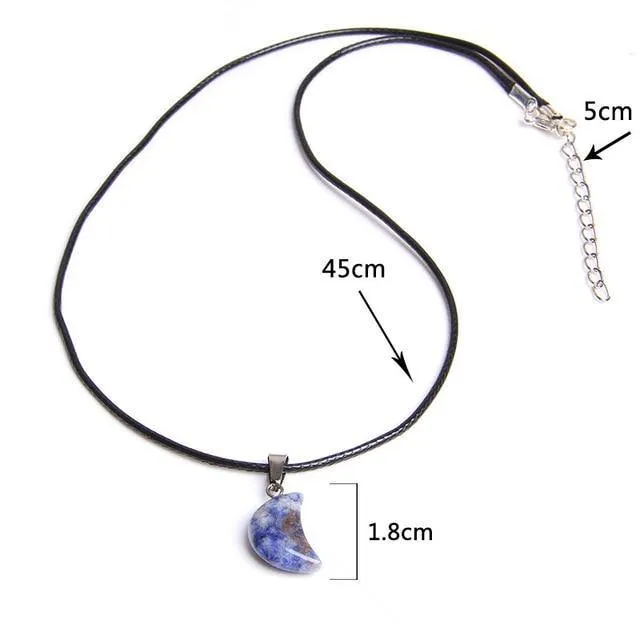 Crescent Moon Shape Quartz Stone Choker Necklaces