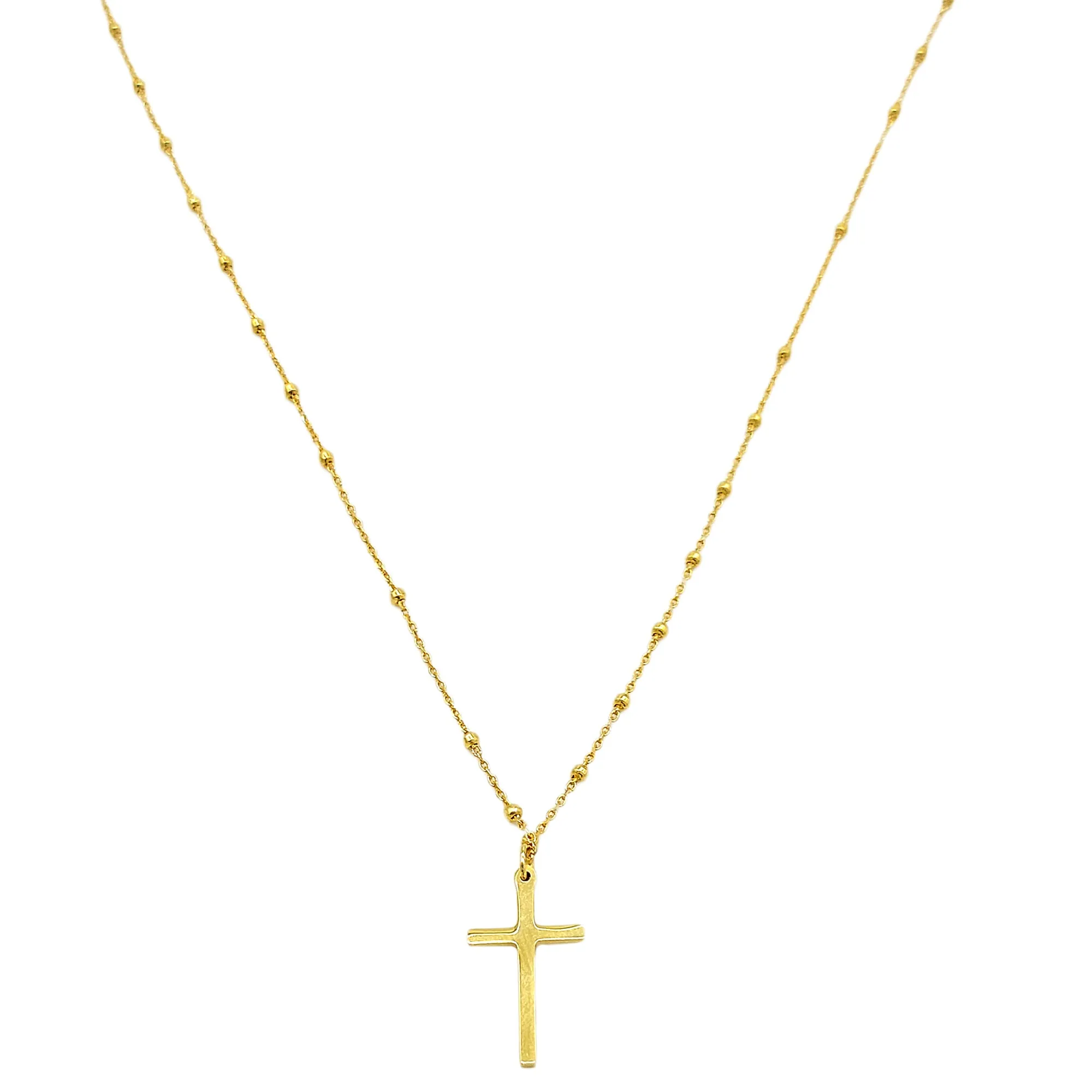 Cross Pendant with beaded Chain Necklace