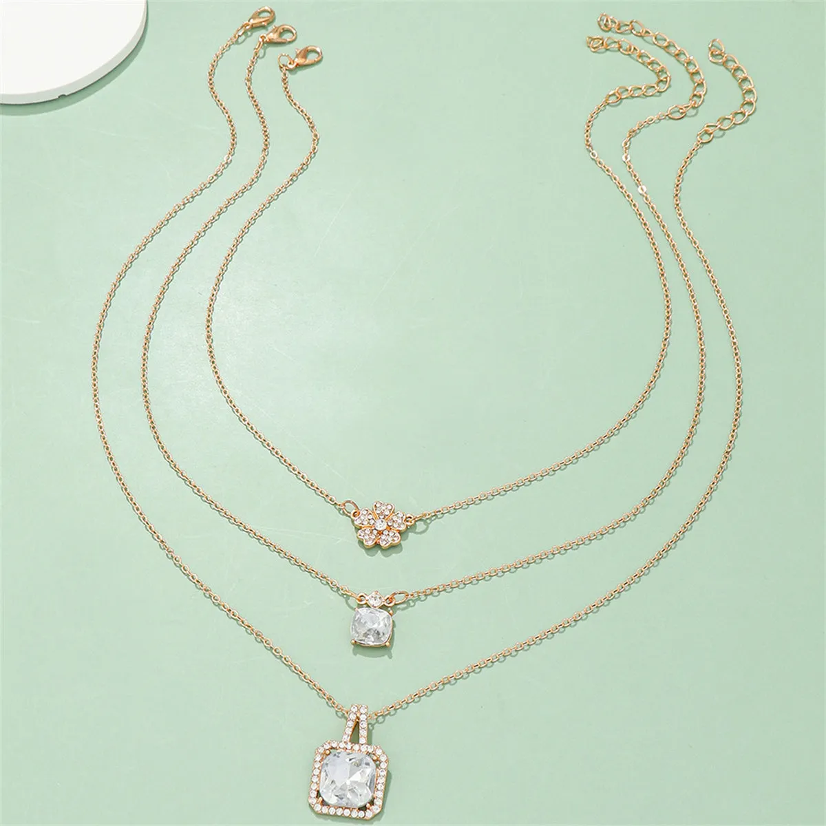 Crystal & Cubic Zirconia 18K Gold-Plated Flower Pendant Necklace Set