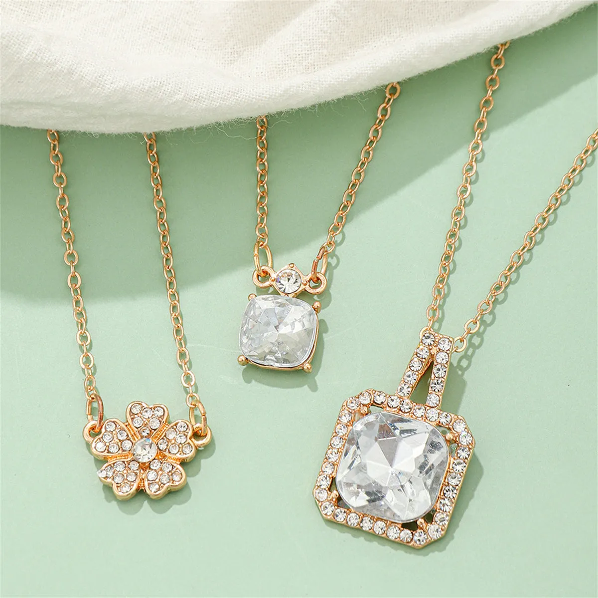 Crystal & Cubic Zirconia 18K Gold-Plated Flower Pendant Necklace Set