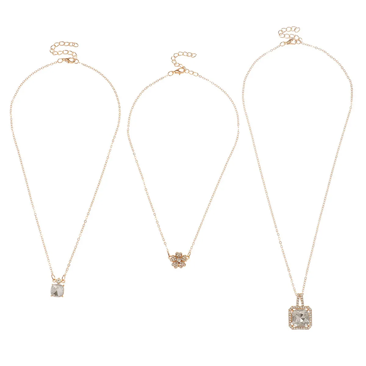 Crystal & Cubic Zirconia 18K Gold-Plated Flower Pendant Necklace Set
