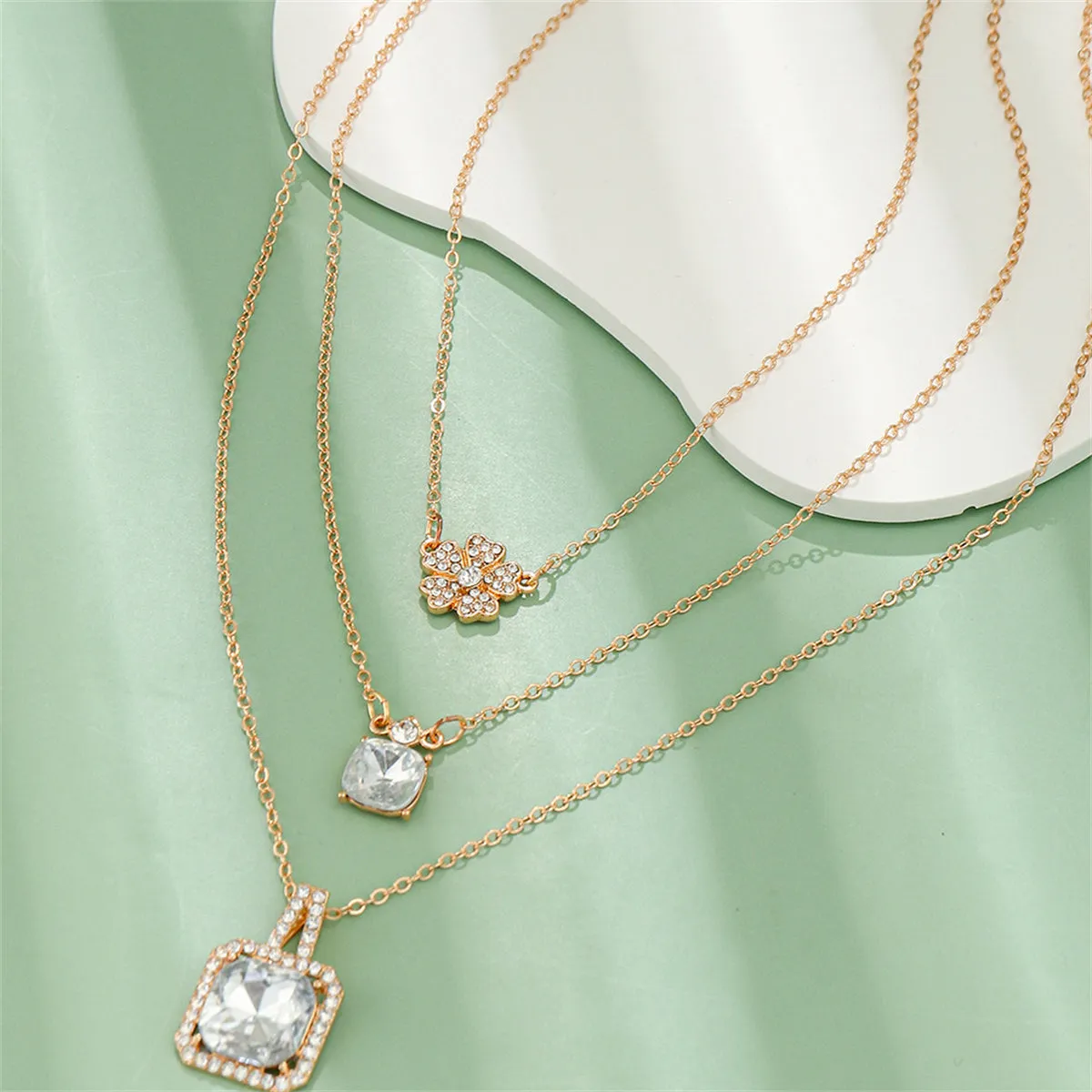 Crystal & Cubic Zirconia 18K Gold-Plated Flower Pendant Necklace Set