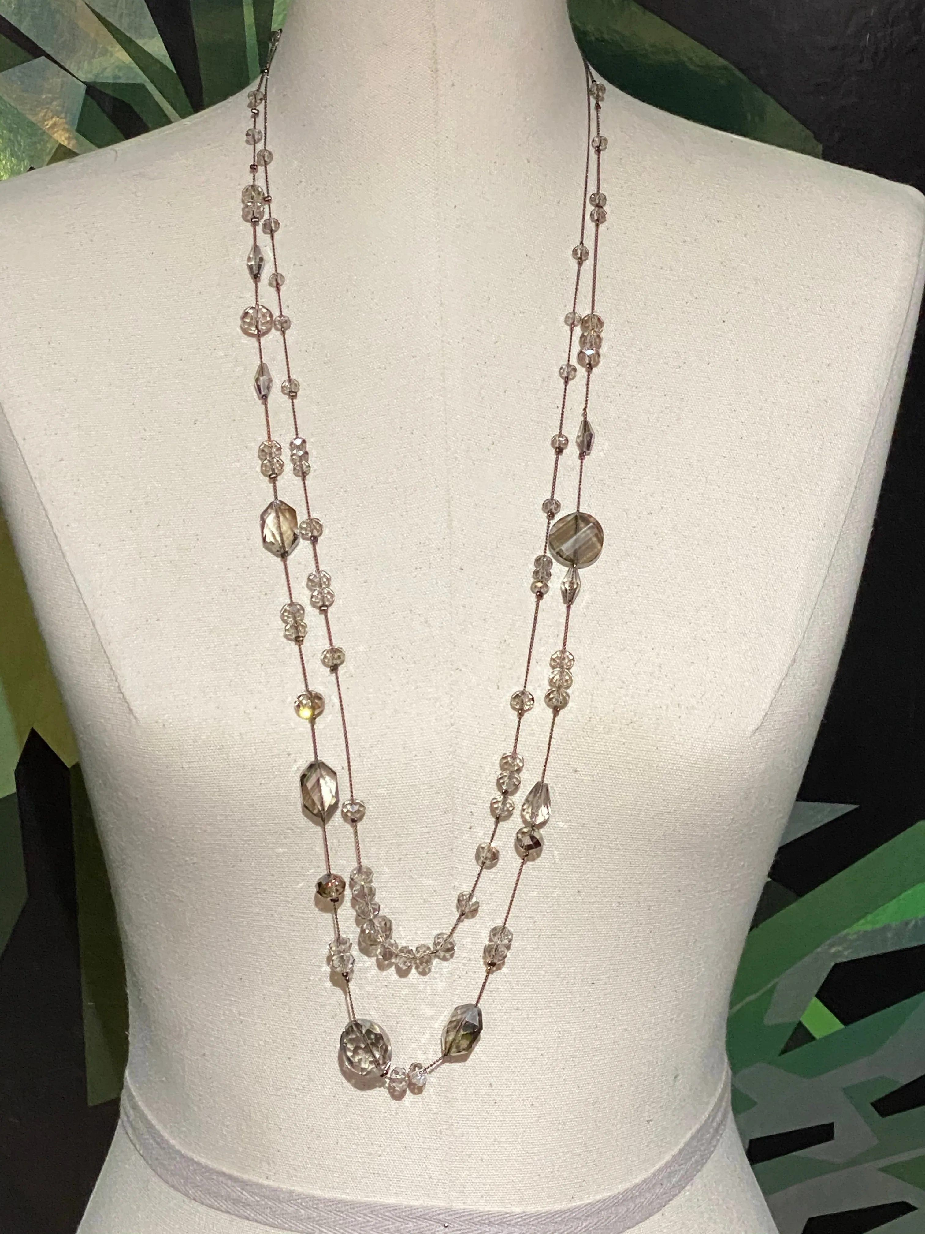 Crystal Bead Double Strand Necklace
