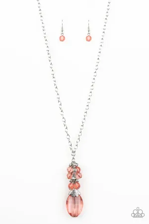 Crystal Cascade Orange Paparazzi Necklace