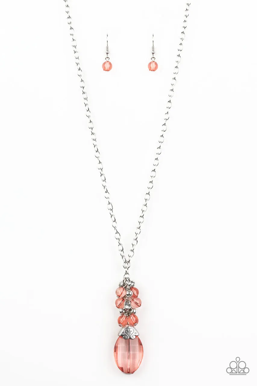 Crystal Cascade Orange Paparazzi Necklace