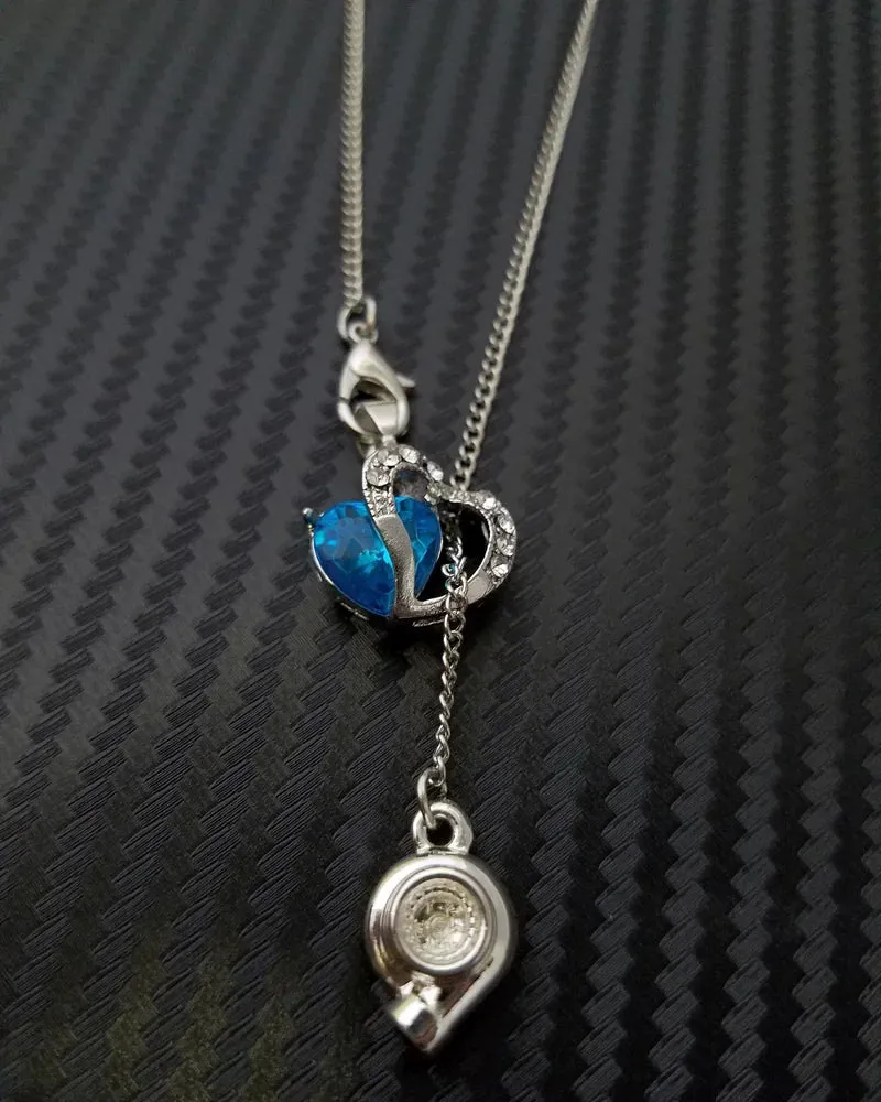 Crystal Heart & Car Part Lariat Necklace