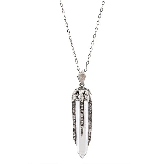 Crystal Icicle Silver Necklace