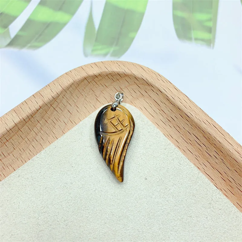 Crystal Pendant Wings Natural High Charm Healing Stones Cinnabar Jewelry