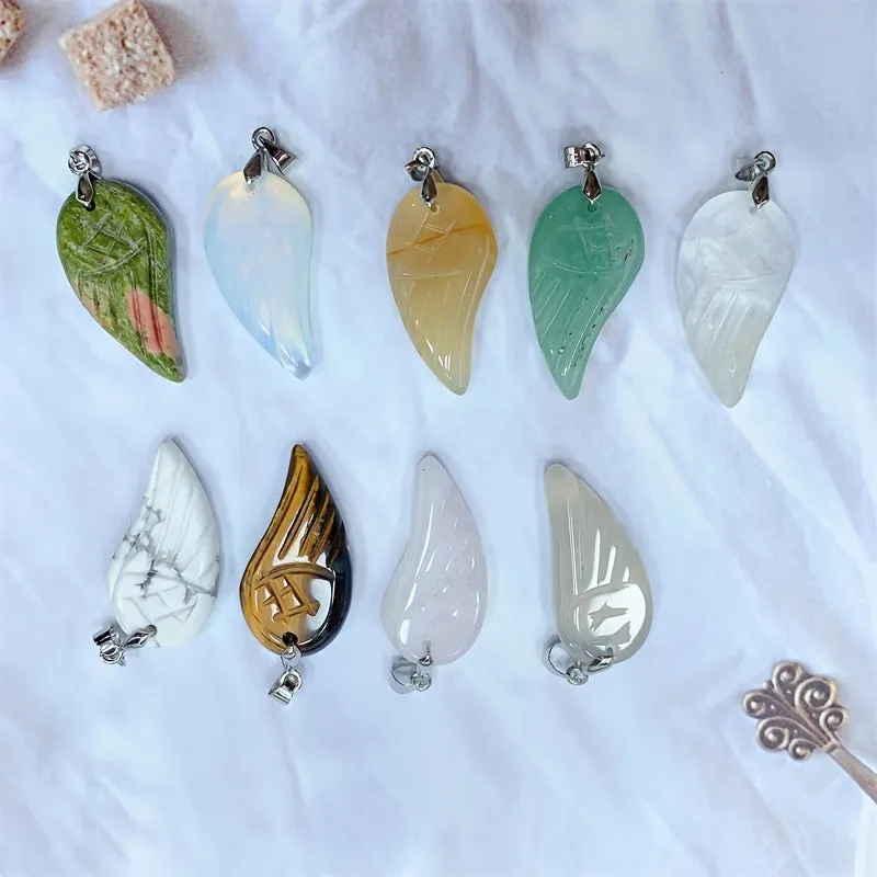 Crystal Pendant Wings Natural High Charm Healing Stones Cinnabar Jewelry
