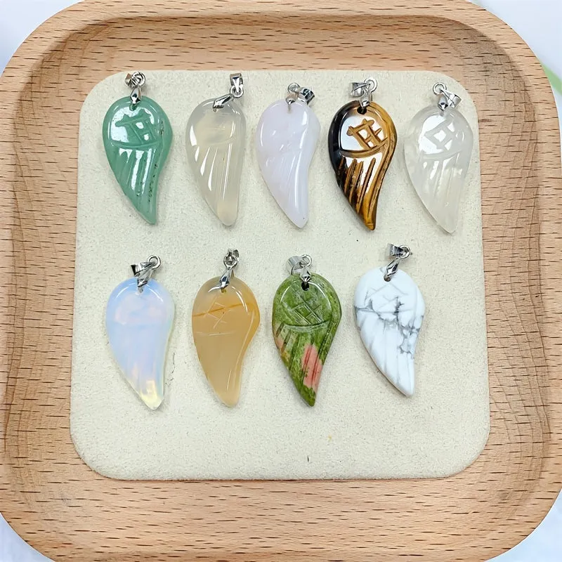 Crystal Pendant Wings Natural High Charm Healing Stones Cinnabar Jewelry