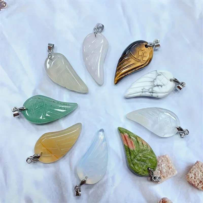 Crystal Pendant Wings Natural High Charm Healing Stones Cinnabar Jewelry