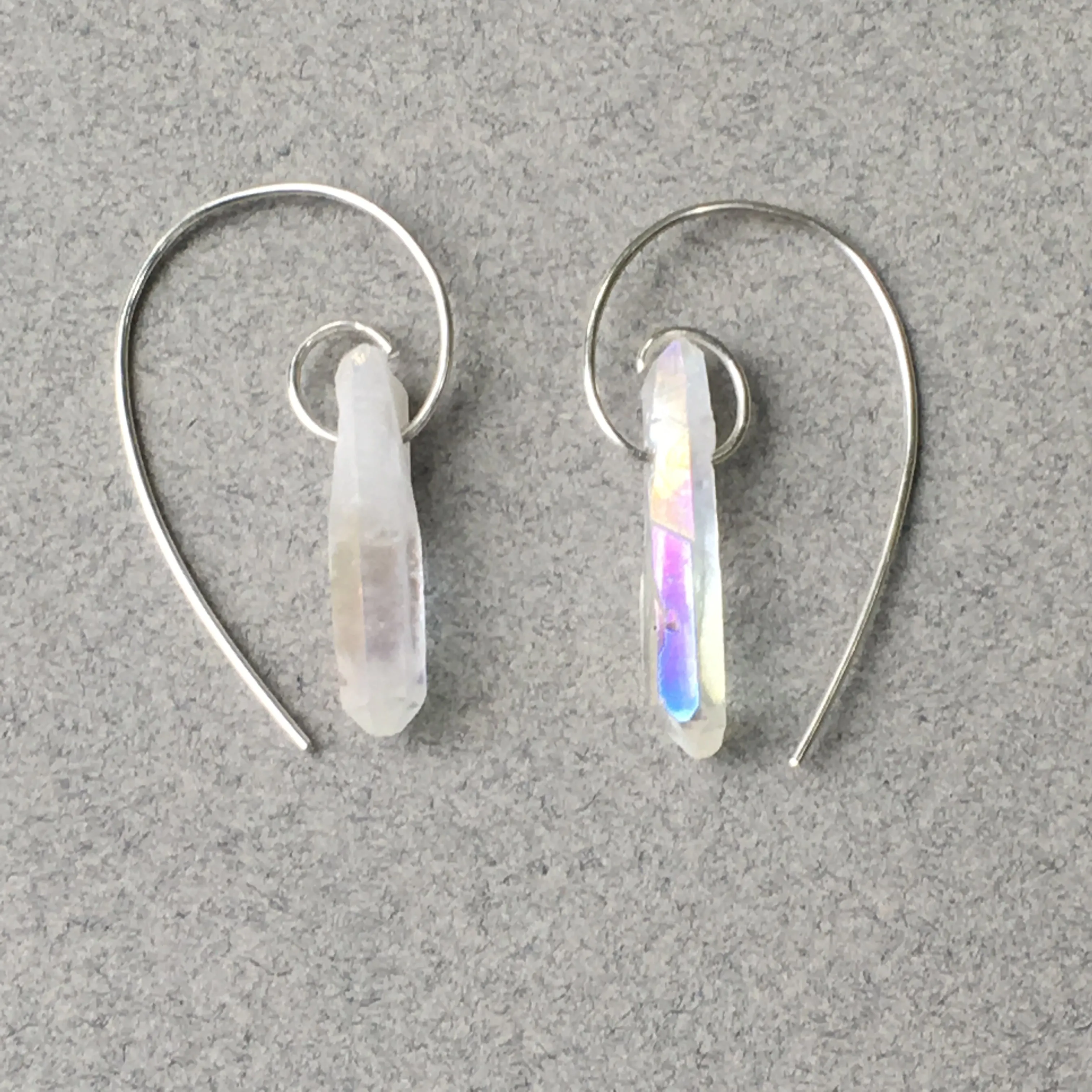 Crystal Point Pendant Necklace Natural Angel Aura Quartz Point & Sterling Silver Chain