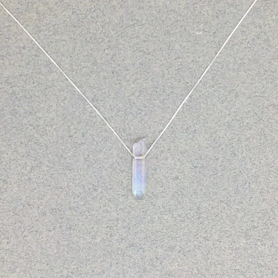 Crystal Point Pendant Necklace Natural Angel Aura Quartz Point & Sterling Silver Chain