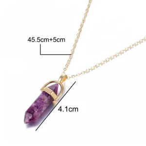 Crystal Raw Stone Healing Necklace in Solid Copper, Crystal