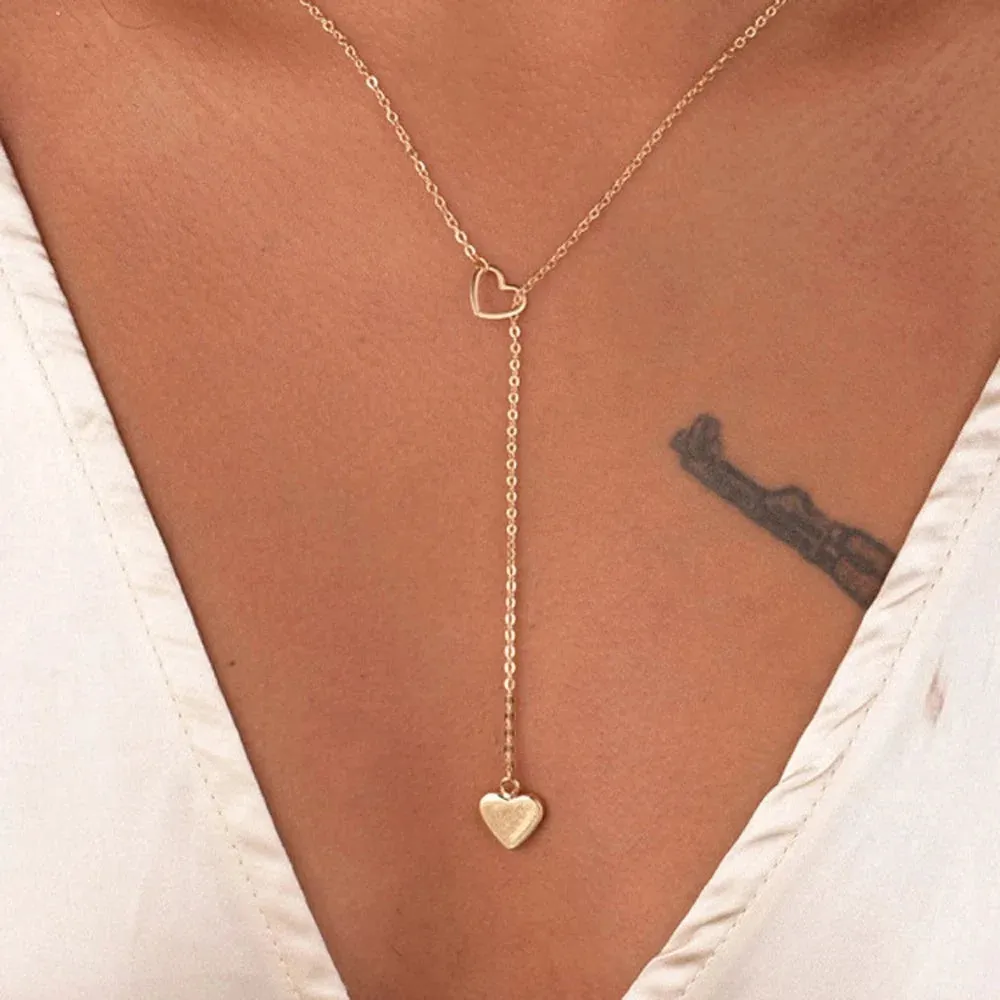 Crystal Zircon Heart Star Charm Layered Pendant Necklace Set for Women Charms Fashion Square Rhinestone Female Vintage Jewelry