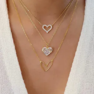 Crystal Zircon Heart Star Charm Layered Pendant Necklace Set for Women Charms Fashion Square Rhinestone Female Vintage Jewelry