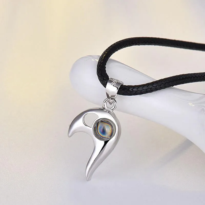 Custom Photo & Text Heart Projection Matching Necklace