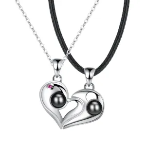 Custom Photo & Text Heart Projection Matching Necklace