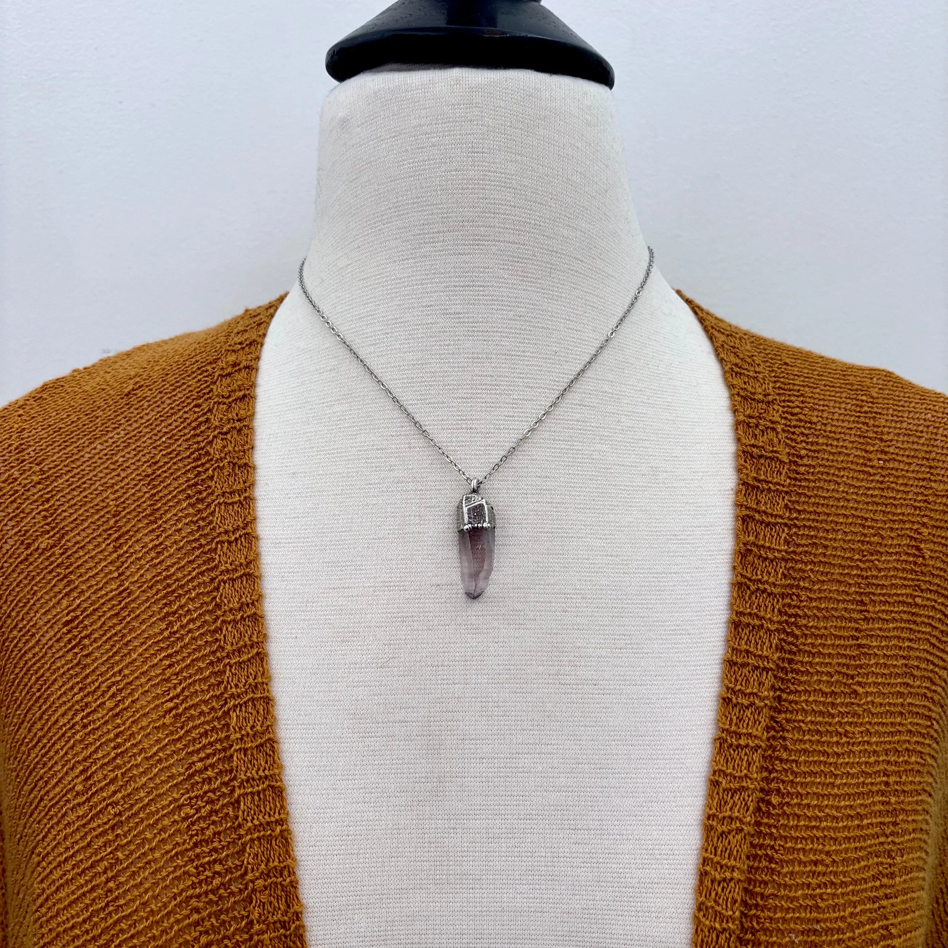 Dainty Raw Vera Cruz Amethyst Necklace in Silver/ Foxlark Collection