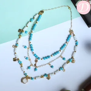 Dalida Seashell Necklace -  Turquoise and Seashell