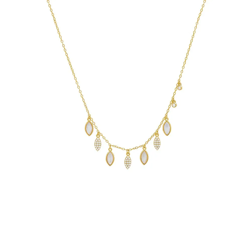 Dangling Pavé Marquise X Colored Gemstone Necklace